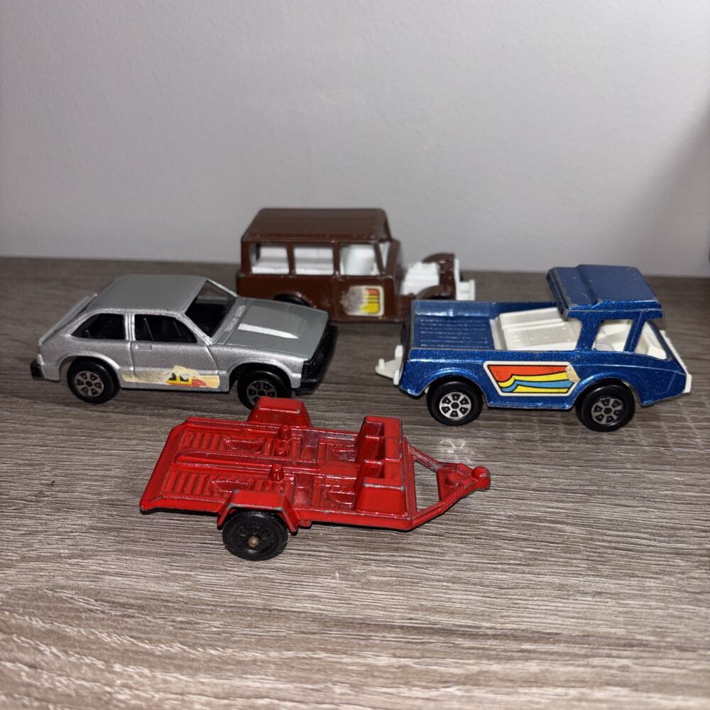 Vintage Tootsietoy Lot Motorcycle Trailer Pick-up Citation Shuttus Bus 3.75"